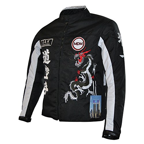 MDM Herren Motorrad Textil Motorradjacke, Racing Dragon, schwarz, mit Protektoren (Gr. L) von MDM