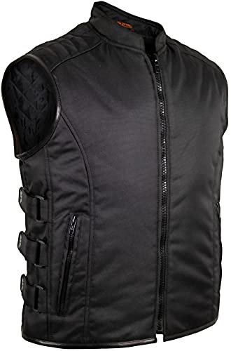 MDM Herren Textil Biker- Weste Kutte, schwarz, Verstellbaren Klettverschluss (Gr. XL) von MDM