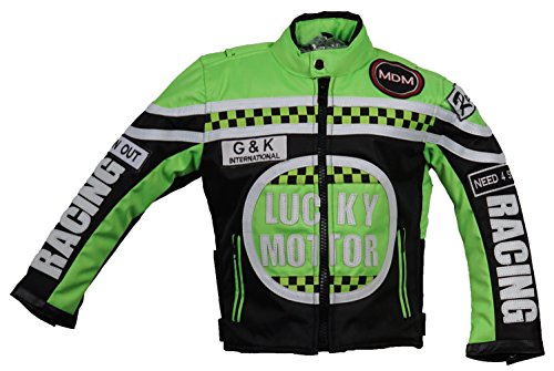 MDM Kinder Motorrad Jacke, Bikerjacke, Racing Jacke grün, (2XL) von MDM