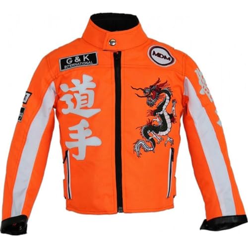 MDM Kinder Racing Motorradjacke in Neon Orange (DE/NL/SE/PL, Numerisch, 164, Regular) von MDM