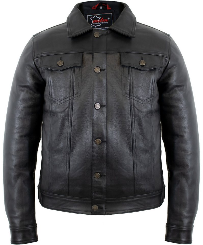 MDM Lederjacke Herren Echtleder Jacke im Jeans Stil aus Rindsleder in schwarz von MDM