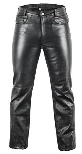 MDM Lederjeans Bikerjeans Lederhose in schwarz (31) von MDM