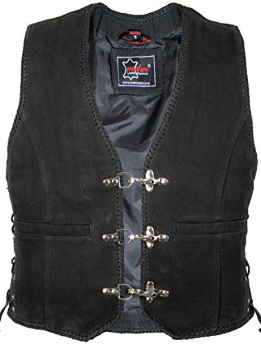MDM Herren Lederweste, Bikerweste, Lederkutte, Nubukleder, Schwarz (Gr. 2XL) von MDM