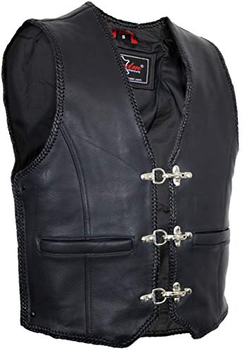 MDM Lederweste mit Seitlichen Reißverschluss zum verstellen, schwarz (Gr. 3XL) von MDM