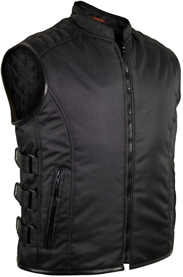 MDM Motorradweste Textil Biker Motorradweste mit Klettverschlüssen in schwarz Leichte Sommer Biker Weste im SWAT Stil von MDM