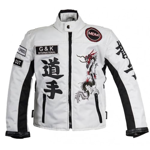 MDM Racing Jacke Weiß für Kinder, Motorradjacke aus Textil, Bikerjacke (L) von MDM