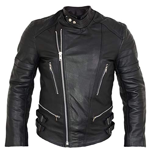 MDM Retro Motorrad Lederjacke in Schwarz (3XL) von MDM