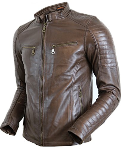 MDM braune Gesteppte Herren Biker Lederjacke (XL) von MDM