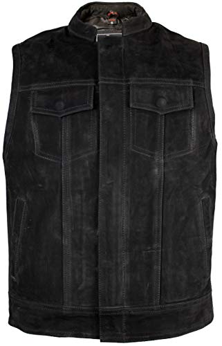 Matt Schwarze Lederweste im Jeans Look mit seitlichen Reißverschlüssen zum verstellen (2XL) von MDM