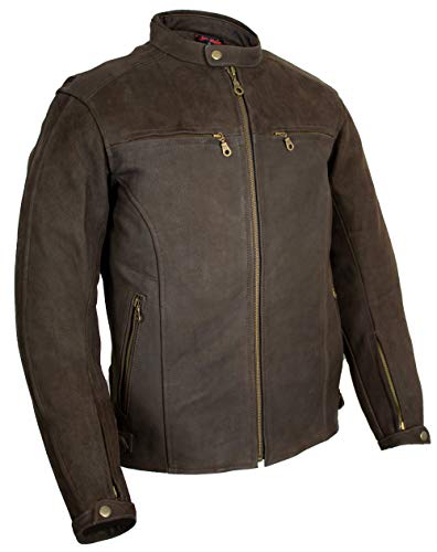 Retro Motorrad Lederjacke in braun aus Nubukleder (M) von MDM