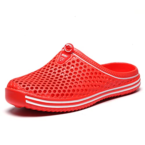 MDPCX Damen Garten Clogs Atmungsaktive Schuhe Badeschuhe Herren Strandschuhe Wasserschuhe Schuhe Hausschuhe Wanderschuhe Rot 41 von MDPCX
