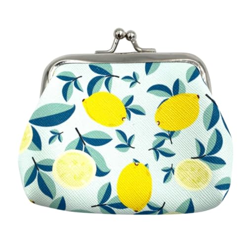 MDSTYLE Kiss-Lock Münzbörse für Damen, Mädchen, Kinder – niedliche Kleingeldbörse – kleine Münztasche – Mini-Kleingeldhalter – kleine Münzbörse, Zitrone, Kiss-Lock-Münzgeldbörse von MDSTYLE