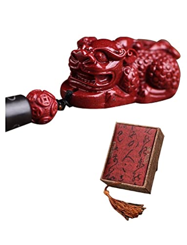 MDYBF Authentischer roter Zinnober-Pixiu-Anhänger, Feng Shui-Halskette, Premium-Pi-Xiu-förmiges Amulett für Reichtum und Schutz von MDYBF