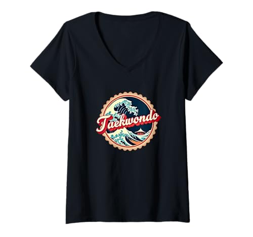 Damen Taekwondo-Wellenkraft T-Shirt mit V-Ausschnitt Damen Taekwondo-Wellenkraft T-Shirt mit V-Ausschnitt von MDam