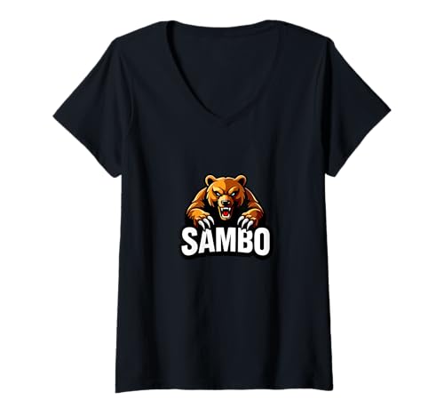 Damen Sambo Powerbär T-Shirt mit V-Ausschnitt Damen Sambo Powerbär T-Shirt mit V-Ausschnitt von MDamo