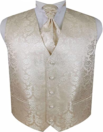 ME&SLEEVE Herren Luxus Metallic Garn Stoff Floral Weste Hochzeit Abschlussball Party Weste für Anzug oder Smoking von ME&SLEEVE