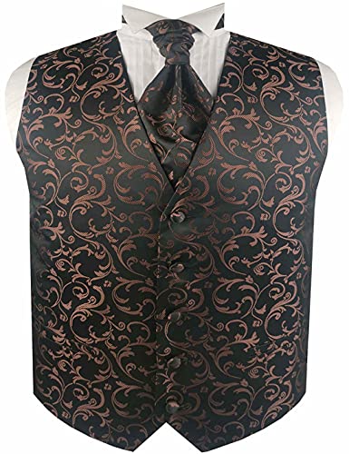 ME&SLEEVE Herren Mikrofaser Hochzeits/Smoking Weste + Taschentuch + Ascot Krawatte für Hochzeitsanzug Bräutigam von ME&SLEEVE