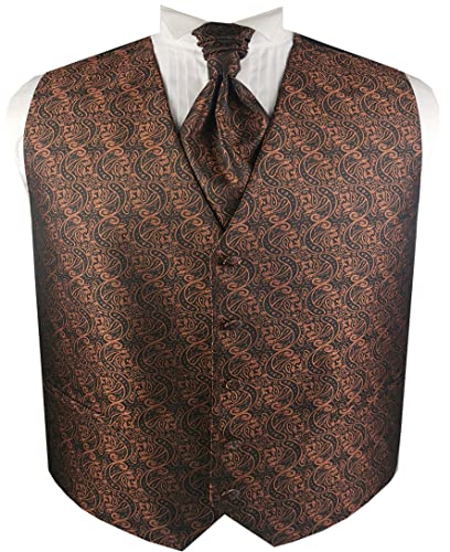 ME&SLEEVE Klassisches Herren Jacquard Paisley Hochzeit Smoking/Anzug Weste + Taschentuch + Ascot Krawatte für Hochzeit Kleidung von ME&SLEEVE
