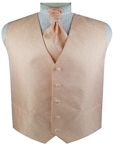 ME&SLEEVE Klassisches Herren Jacquard Paisley Hochzeit Smoking/Anzug Weste + Taschentuch + Ascot Krawatte für Hochzeit Kleidung von ME&SLEEVE