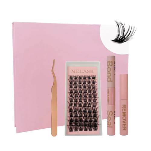 DIY Wimpern Extensions Set D Curl Cluster Wimpern Kleber und Schuzter für Einzelne Wimpern Applicator Tool und Entferner und Wimpernverlängerung Kit (1 Set, Kit-H002) von ME.LASH