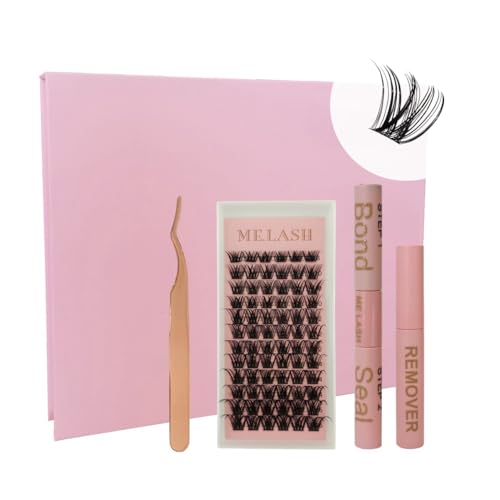 DIY Wimpern Extensions Set D Curl Cluster Wimpern Kleber und Schuzter für Einzelne Wimpern Applicator Tool und Entferner und Wimpernverlängerung Kit (1 Set, Kit-R001) von ME.LASH