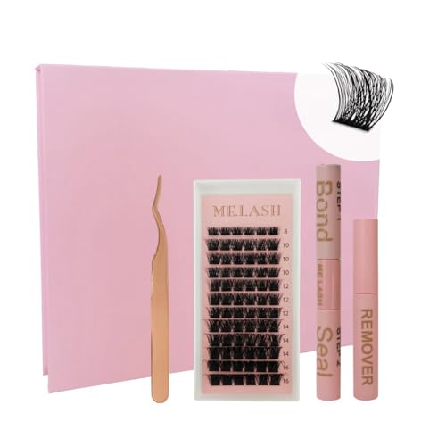 DIY Wimpern Extensions Set D Curl Cluster Wimpern Kleber und Schuzter für Einzelne Wimpern Applicator Tool und Entferner und Wimpernverlängerung Kit (1 Set, Kit-R002) von ME.LASH