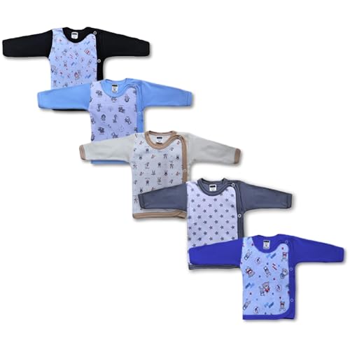 MEA BABY Baby Wickelshirt Langarm Baumwolle 5er Pack. Wickelshirt Baby Mädchen Wickelshirt Baby Junge (56, Jungen) von MEA BABY