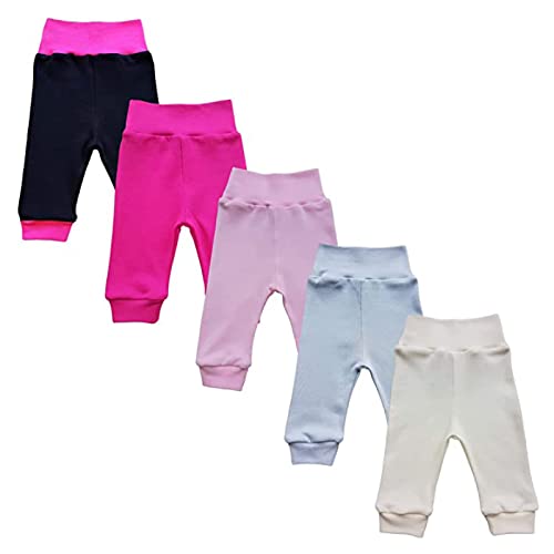 MEA BABY Unisex Baby Hose aus 100% Baumwolle im 5er Pack/Pumphose, Babyhose für Jungen Baby Hose für Mädchen, Schlupfhose (56, Mädchen2) von MEA BABY