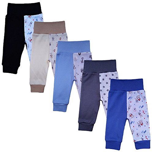MEA BABY Unisex Baby Hose aus 100% Baumwolle im 5er Pack/Pumphose. Babyhose für Jungen Baby Hose für Mädchen, Schlupfhose (68, Jungen) von MEA BABY