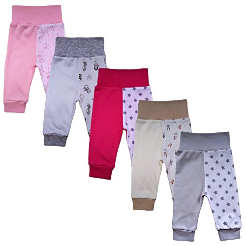 MEA BABY Unisex Baby Hose aus 100% Baumwolle im 5er Pack/Pumphose. Babyhose für Jungen Baby Hose für Mädchen, Schlupfhose (68, Mädchen) von MEA BABY