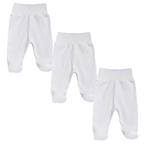 MEA BABY Unisex Baby Hose mit Fuß aus 100% Bio-Baumwolle im 3er Pack. Baby Strampelhose mit Fuß. Babyhose mit Fuß Jungen Baby Hose mit Fuß Mädchen. (62) von MEA BABY