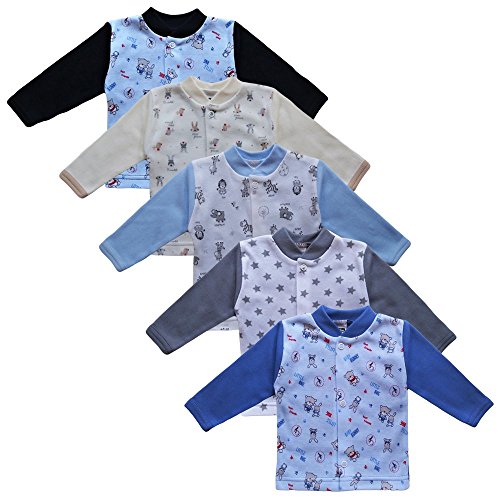 MEA BABY Unisex Baby Jäckchen Langarmshirt 5er Pack. Baby Shirt. Baby Jacke Jungen Baby Jacke Mädchen (56, Jungen) von MEA BABY