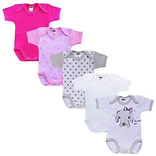 MEA BABY Unisex Baby Kurzarm-Body mit Aufdruck aus 100% Baumwolle im 5er Pack, Baby Body mit Print, Baby Body für Mädchen, Baby Body für Jungen (Mädchen, 62) von MEA BABY