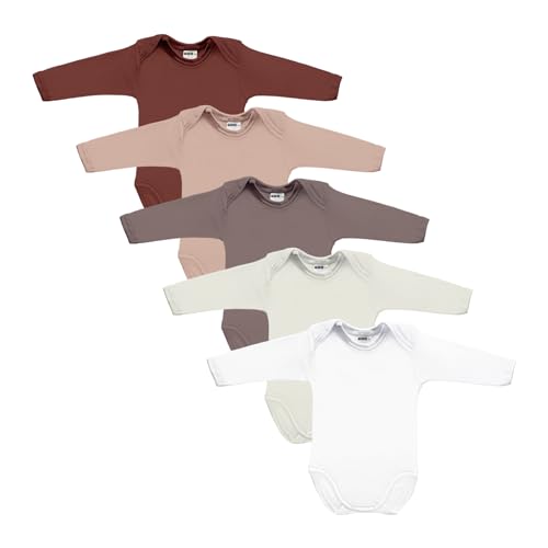 MEA BABY Unisex Baby Langarm Body aus 100% Baumwolle im 5er Pack, Baby Body mit Aufdruck, Baby Body für Mädchen, Baby Body für Jungen (86, Mädchen 3) von MEA BABY