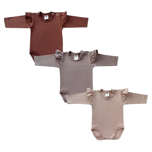 MEA BABY Unisex Baby Langarm Body im 3er Pack, Baby Body mit Aufdruck, Baby Body für Mädchen, Baby Body für Jungen (68, Mädchen 4) von MEA BABY