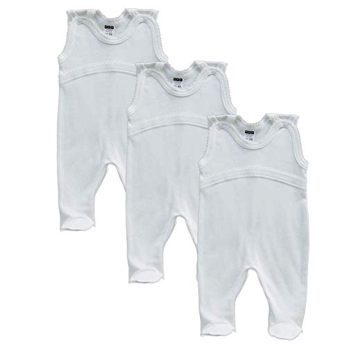 MEA BABY Unisex Baby Strampler aus 100% Bio-Baumwolle im 3er Pack. Baby Strampler Weiß (Creme). Baby Strampler für Mädchen Baby Strampler für Jungen (56) von MEA BABY