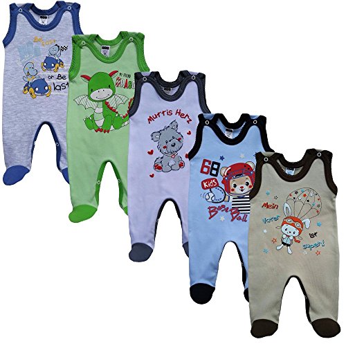 MEA BABY Unisex Baby Strampler mit Aufdruck aus 100% Baumwolle im 5er Pack. Baby Strampler für Mädchen Baby Strampler für Jungen (68, Jungen) von MEA BABY