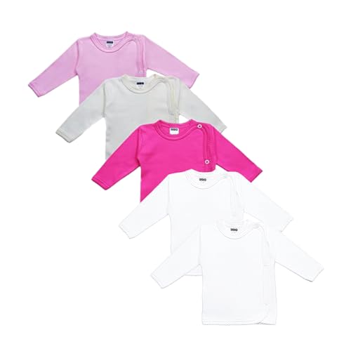 MEA BABY Unisex Baby Wickelshirt Wickeljacke Langarm, 100% Baumwolle im 5er Pack. Wickelshirt für Mädchen, Wickelshirt für Junge (Mädchen 62) von MEA BABY