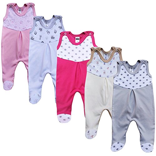 MEA BABY Unisex Strampler mit Aufdruck, Baumwolle, 5er Pack. Baby Strampler Mädchen Baby Strampler Junge (56, Mädchen) von MEA BABY