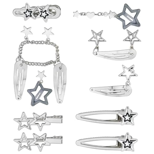 10pcs/5pcs Sternförmige Haarklammern Pentagramme Barrettes Stylische Metallkette Haarnadelzubehör Für Partys Und Festivals von MEAKTSMI