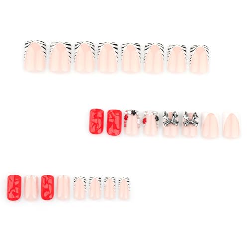 24 Stcs Glänzende Presse Auf Nägeln Mit Strasssteinen Französische Spitzen Falsche Nägel 3d Bögen Vollbezüge Kleben Auf Nägeln Für Frauen Mädchen von MEAKTSMI