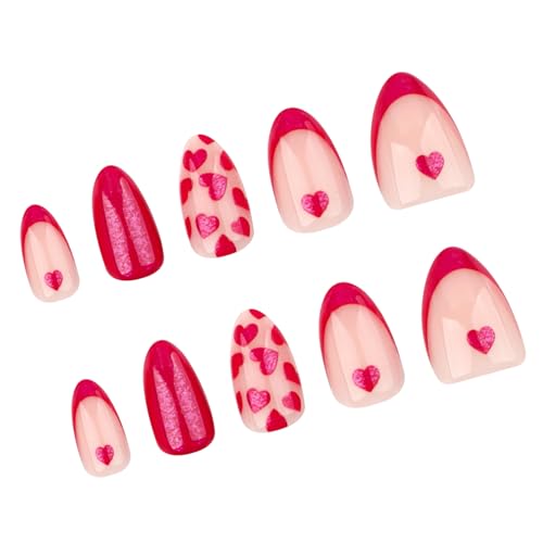 24 Stück Nägel Zum Aufdrücken Mandelkleber Auf Den Nägeln Französische Kunstnägel Designs Falsche Nägel Künstliche Nägel Geschenke Für Frauen Und Mädchen von MEAKTSMI