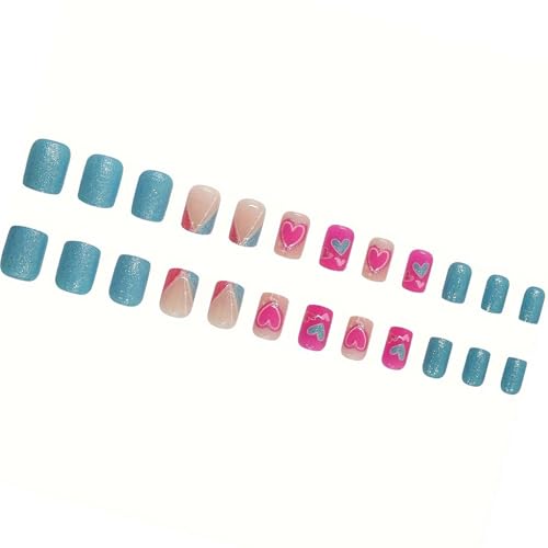 24 Stück Nägel Zum Aufdrücken Quadratisch Kleber Auf Den Nägeln Französische Kunstnägel Designs Falsche Nägel Künstliche Nägel Geschenke Für Frauen Und Mädchen von MEAKTSMI