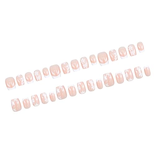 24 Stück Quadratische Nägel Zum Aufdrücken Glänzende Designs Französische Künstliche Nägel Künstliche Acrylnägel Künstliche Nägel Kleber Auf Den Nägeln Für Frauen von MEAKTSMI