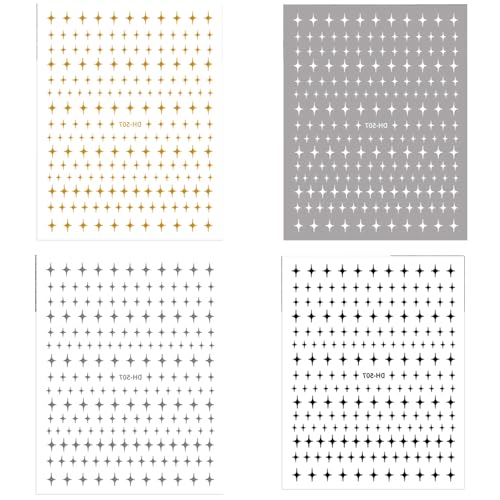 4 Blatt 3D Stern Nagelkunst Aufkleber Nagelaufkleber Maniküre Zubehör Selbstklebende Nagelaufkleber Nagelkunst Dekoration von MEAKTSMI