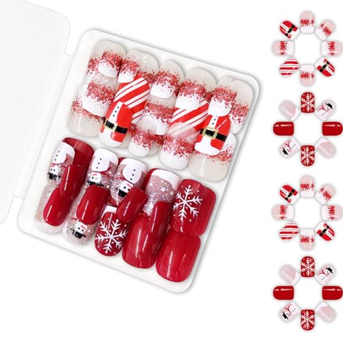 48 Stück Urlaub Weihnachten Press On Nails Mit Schneeflocken Falsche Nägel Stick On Nails Winter Nails Zubehör Für Frauen von MEAKTSMI