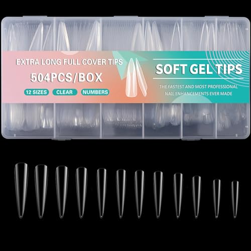 504x Extra Vollständig Abdeckende Spitzen Acryl Nagelspitzen Künstliche Nägel Weiche Gel Spitzen Klare Nagelspitzen Zum Aufdrücken Von Nägeln Für Frauen von MEAKTSMI