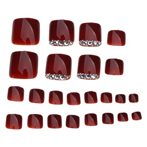 Fashion Press Auf Zehennägel 24PCs Falsche Zehennägel Voller Abdeckung Acryl Gefälschte Zehennägel Für Frauen Und Mädchen (für Strasswein von MEAKTSMI