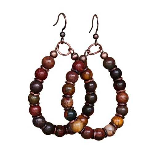 MEAKTSMI Robum Und Stilvolle Natursteinohrringe Mit Perlenhubpendellohr Schmuck Um Jedem Outfit Charme Zu Verleihen von MEAKTSMI