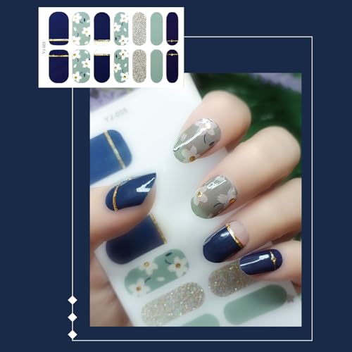 Nagelaufkleber Glitzer Farbverlauf Glanz Komplett Nagellack Aufkleber Abziehbilder Streifen Selbstaschendes Nagelkunst Abziehbild Set von MEAKTSMI